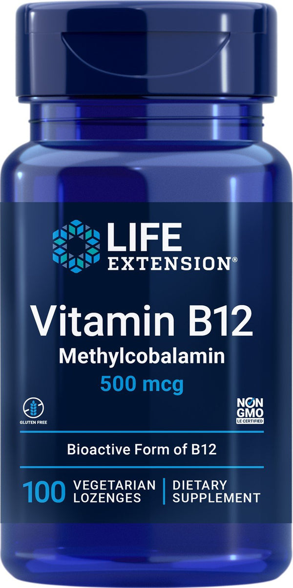 Life Extension Vitamin B12 Methylcobalamin 500mcg 100 Vegetarian Lozenge