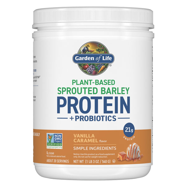 Garden of Life Plant-Based Barley Protein-Vanilla Caramel 540 grams Powder