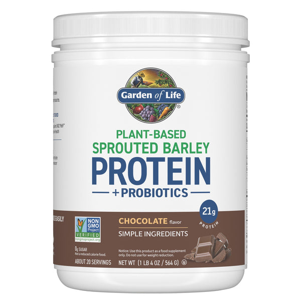 Garden of Life Plant-Based Barley Protein-Chocolate 564 grams Powder