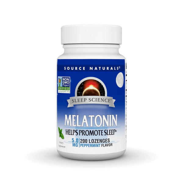 Source Naturals, Inc. Melatonin 5mg Sublingual-Peppermint 200 Lozenge