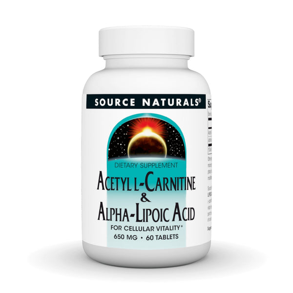 Source Naturals, Inc. Acetyl L-Carnitine & Alpha-Lipoic Acid 650MG 60 Tablet
