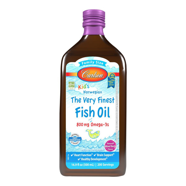 Carlson Laboratories The Very Finest Kid's Fish Oil-800 mg Omega-3s-Mixed Berry-500 mL 16.9 fl oz(500 mL) Liquid