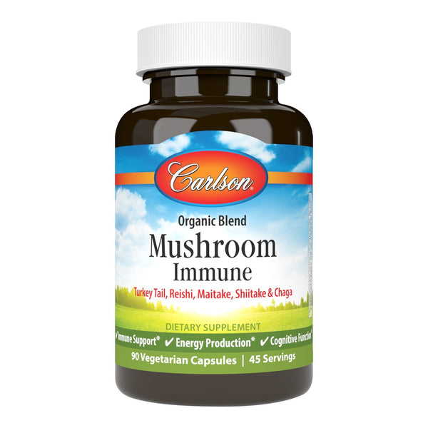Carlson Laboratories Organic Blend Mushroom Immune(Turkey Tail, Reishi, Maitake, Shiitake & Chaga) 90 VegCap