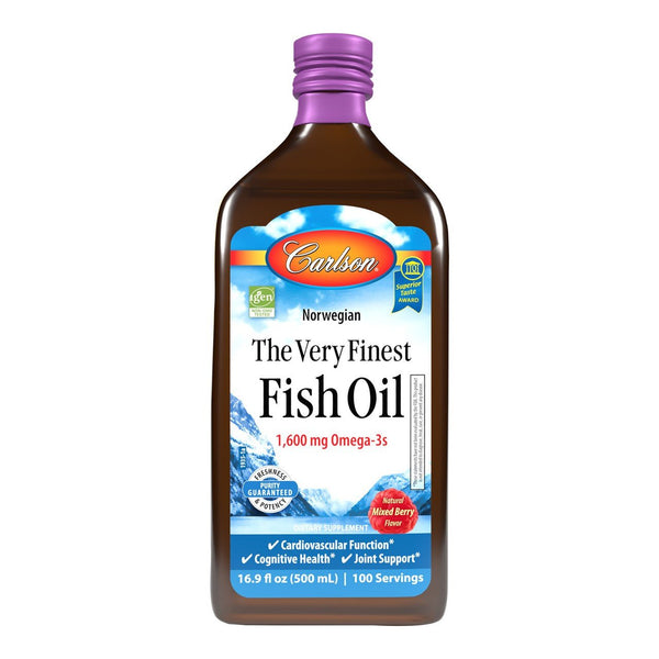 Carlson Laboratories The Very Finest Fish Oil-1,600mg Omega-3s-Mixed Berry-500 mL 16.9 fl oz(500 mL) Liquid