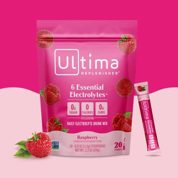 Ultima Replenisher Daily Electrolyte Drink Mix-Raspberry-20 Stickpacks 20-0.13 oz (3.7 g) Powder