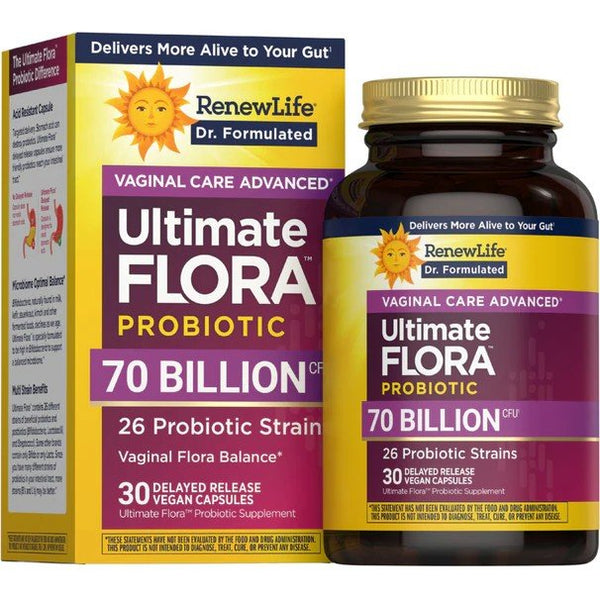 Renew Life Ultimate Flora Women's Vaginal Care Advanced Probiotic-70 Billion-26 Probiotic Strains 30 Vegan Capsules