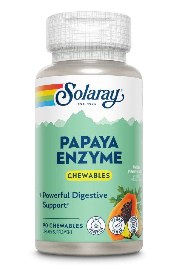 Solaray Papaya Enzyme - Pineapple Flavor 90 Chewable