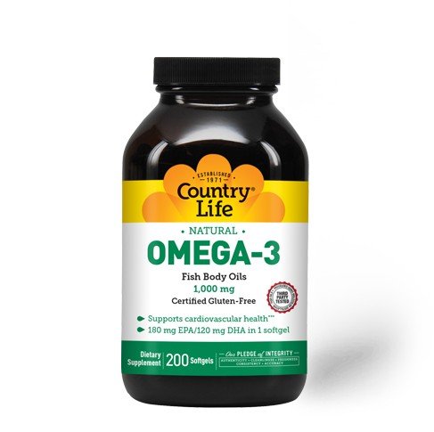 Country Life Omega-3 1000mg Fish Oil 200 Softgel