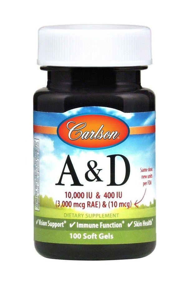 Carlson Laboratories Vitamins A & D 10000 IU & 400 IU 100 Softgel