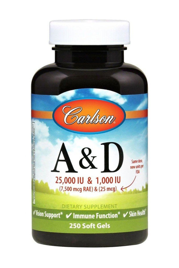 Carlson Laboratories Vitamins A & D 25,000 & 1000 IU 250 Softgel