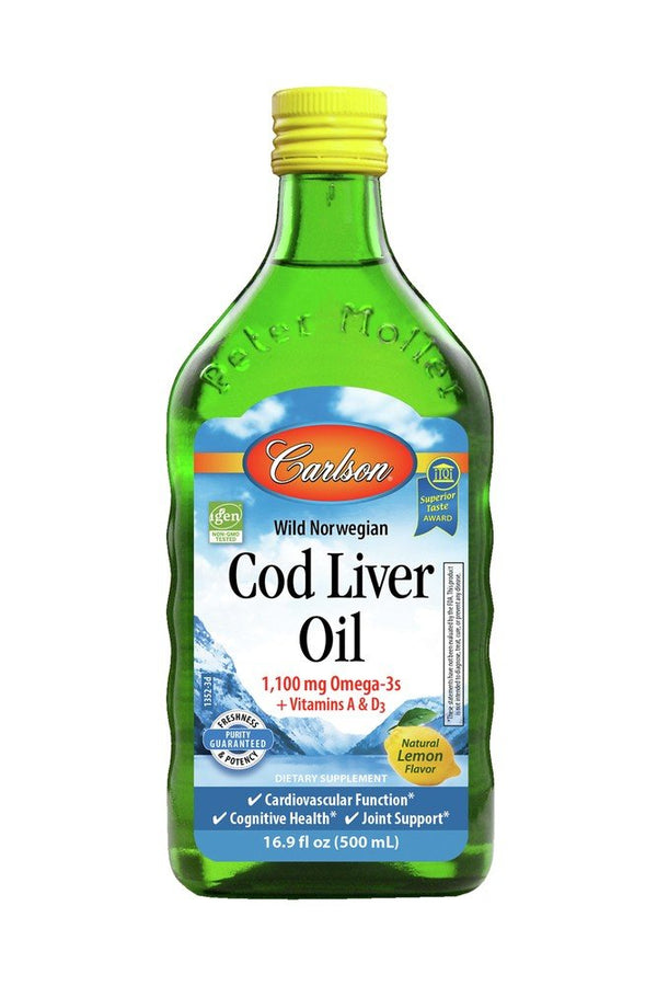 Carlson Laboratories Norwegian Cod Liver Oil Lemon Flavor 16.9 oz. Liquid