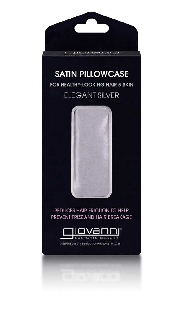 Giovanni Elegant Satin Silver Pillowcase, Standard 1 Pack
