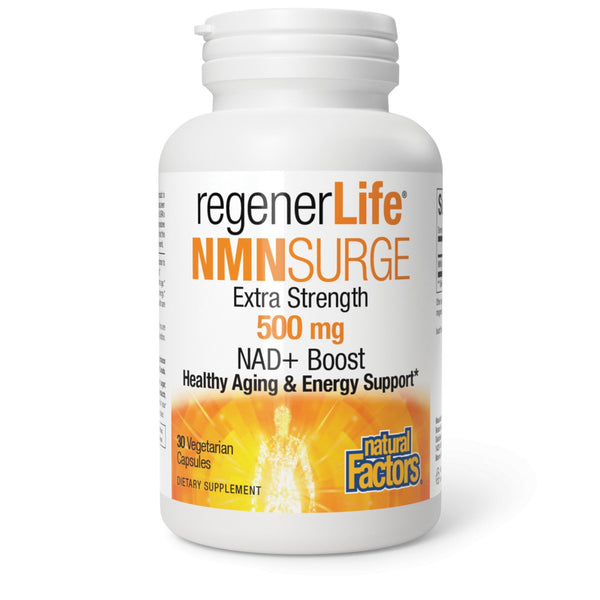 Natural Factors RegenerLife NMNSurge Extra Strength-500 mg-NAD+Boost 30 VegCap