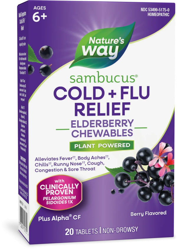 Nature's Way Sambucus Cold+Flu Relief Chewables 20 Chewable