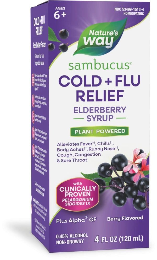 Nature's Way Sambucus Cold+Flu Relief Syrup 4 Oz Liquid