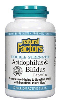 Natural Factors Acidophilus & Bifidus 10 Billion Double Strength 90 Capsule