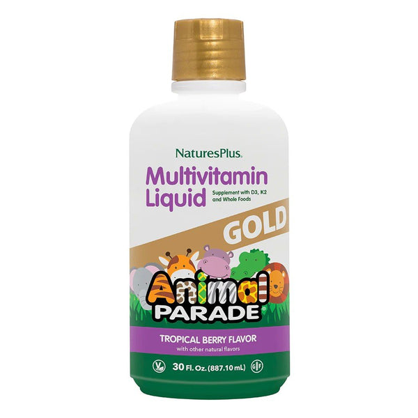 Nature's Plus Animal Parade GOLD Multivitamin Childrens Liquid-Tropical Berry Flavor 30 oz Liquid