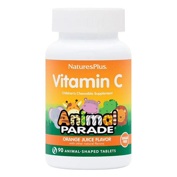 Nature's Plus Animal Parade Sugar-Free Vitamin C Orange Juice Flavor Children's Chewables 90 Tablets