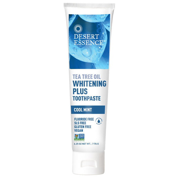 Desert Essence Toothpaste Whitening Plus Natural Tea Tree Oil Cool Mint 6.25 oz Paste