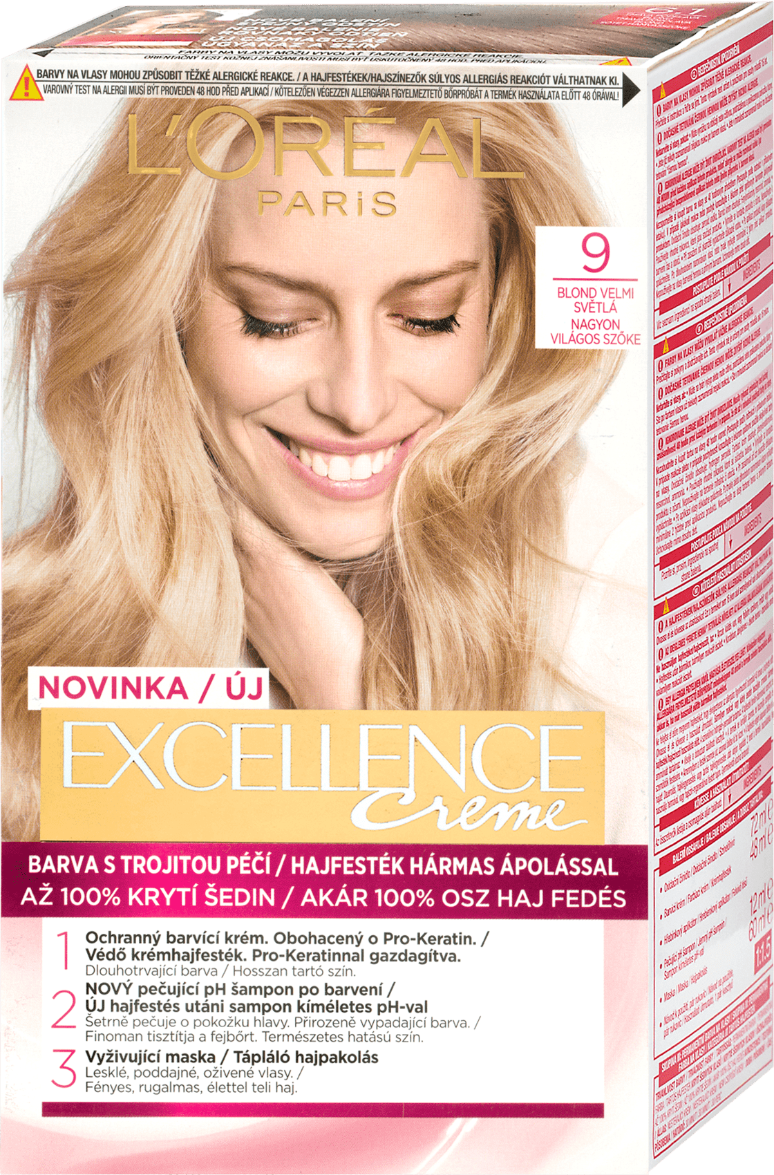 L'Oreal Paris Excellence Creme Hair Color Very Light Blonde 9, 192 ml