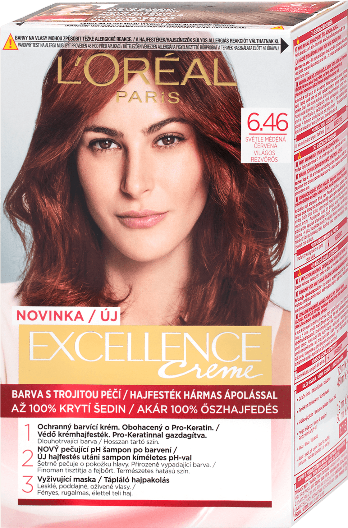 L'Oreal Paris Excellence Creme Hair Color 6.46 Light Copper Red