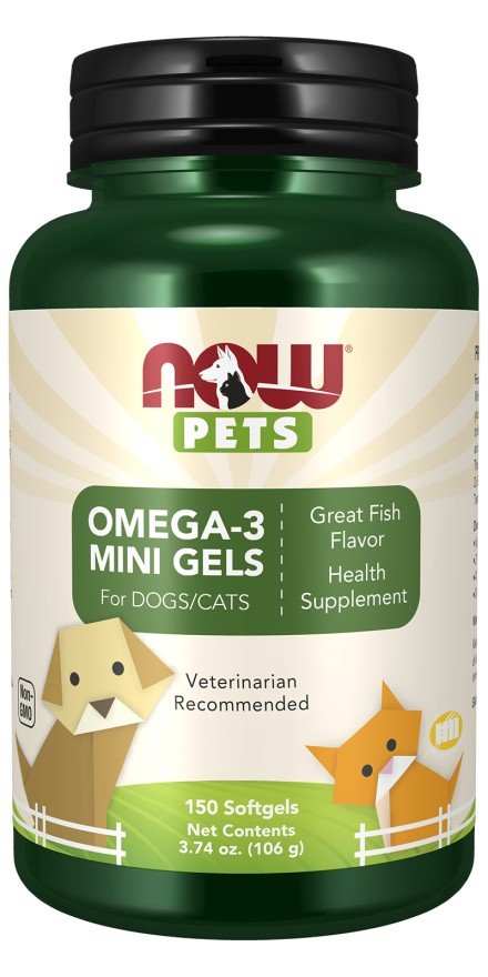 Now Foods Pets-Omega-3 Mini Gels-For Dogs & Cats 150 Softgel