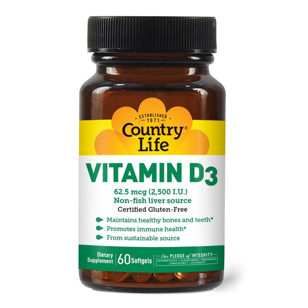 Country Life Vitamin D3 2,500 IU Non-fish liver source 60 Softgel