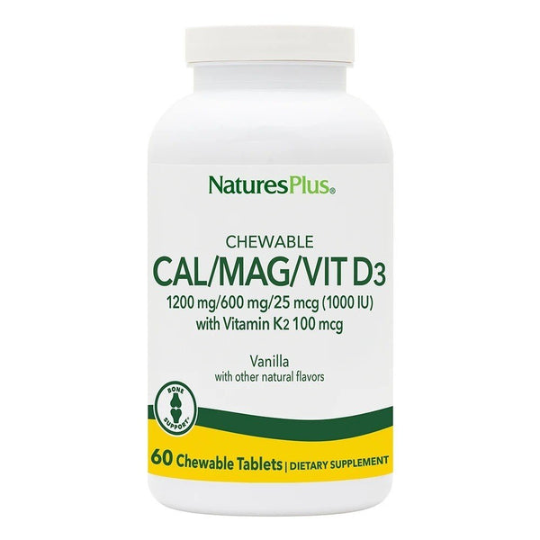 Nature's Plus Cal Mag Vit D3 with Vit K2 Vanilla 60 Chewable