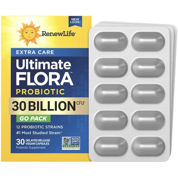 Renew Life Ultimate Flora Extra Care Probiotic Go Pack 30 Billion (Formerly Ultimate Flora RTS 30 Billion) 30 VegCap