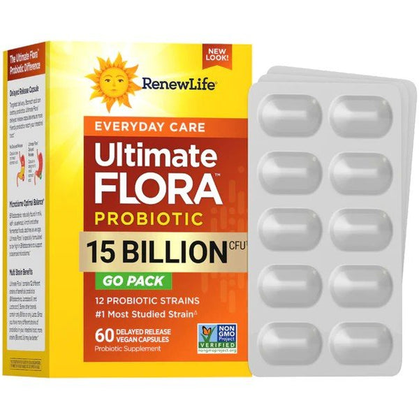 Renew Life Ultimate Flora Everyday Probiotic Go Pack 15 Billion (Formerly RTS Daily) 60 VegCap