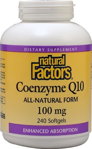 Natural Factors Coenzyme Q10 100mg In Base of Rice Bran Oil 240 Softgel