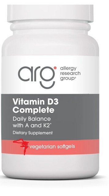 Allergy Research Group Vitamin D3 Complete Daily Balance with A and K2 120 Softgel