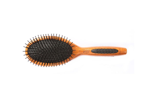 Bass Brushes Large Oval Cushion Nylon Bristles Dark Bamboo Handle 1 Brush