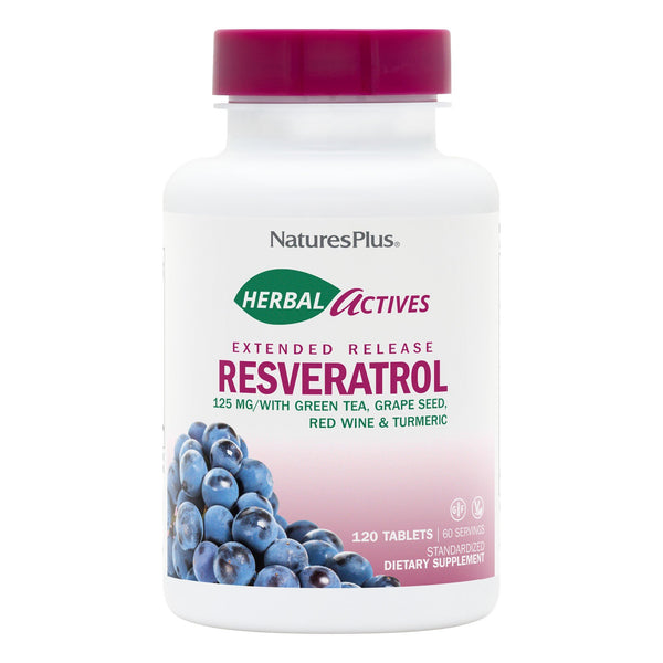 Nature's Plus Herbal Actives Resveratrol 125 mg Extended Release Tablets 120 Tablet
