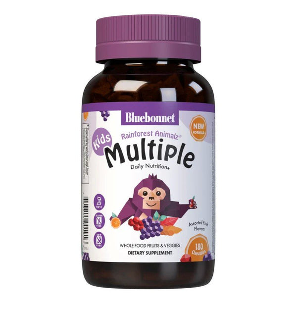 Bluebonnet Rainforest Animalz-Kids Multiple-Daily Nutrition-Assorted Fruit Flavors 180 Animal-Shaped Chewables