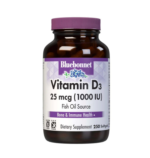 Bluebonnet Vitamin D3 25 mcg (1000 IU) 250 Softgel
