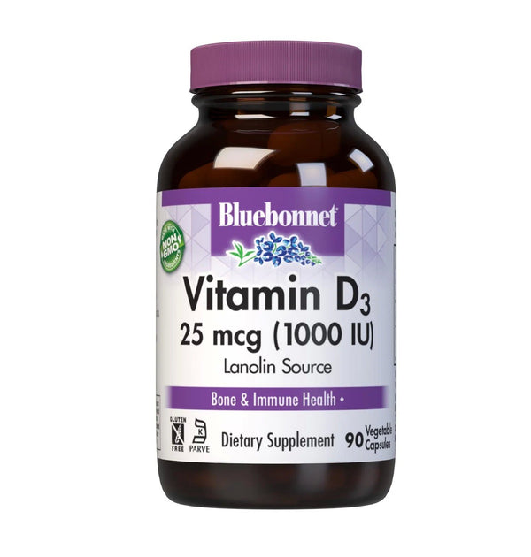 Bluebonnet Vitamin D3 25 mcg (1000 IU) 90 VegCap