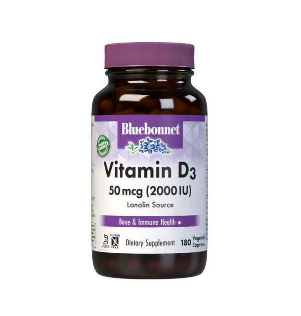 Bluebonnet Vitamin D3 50 mcg (2000 IU) 180 VegCap
