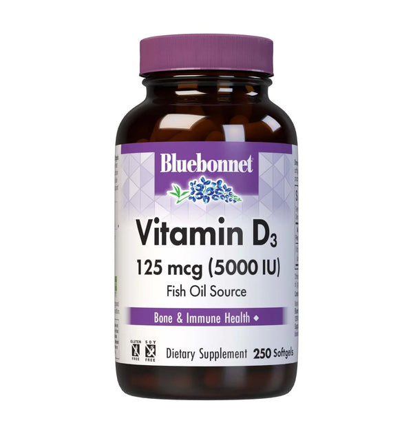 Bluebonnet Vitamin D3 125 mcg (5000 IU) 250 Softgel