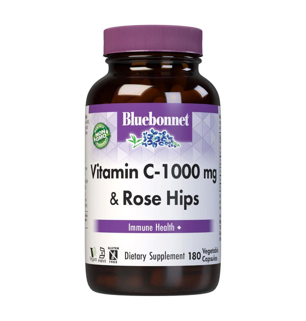 Bluebonnet Vitamin C 1000mg Plus Rose Hips 180 VegCap