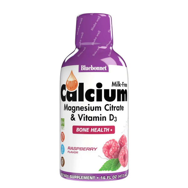 Bluebonnet Liquid Calcium Magnesium Citrate Plus Vitamin D3 Raspberry 16 oz Liquid
