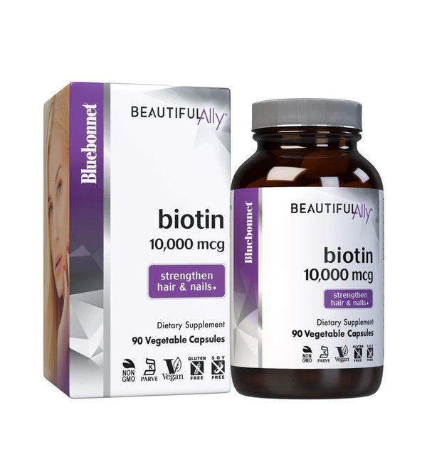 Bluebonnet BEAUTIFUL ALLY Biotin 10,000 mcg 90 Veg Cap