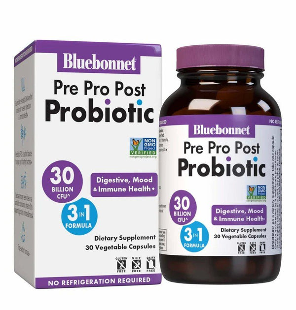 Bluebonnet Pre Pro Post Probiotic-30 Billion CFU-3 in1 Formula 30 Vegetarian Capsules