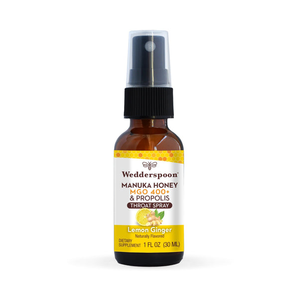 Wedderspoon Propolis & Manuka Honey Throat Spray - Lemon & Ginger 1 oz Spray