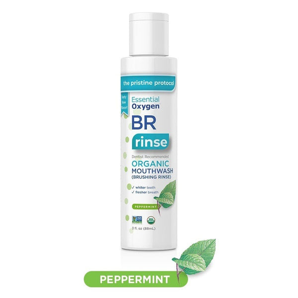 Essential Oxygen Organic Mouthwash (Brushing Rinse) Peppermint 3 fl oz Liquid