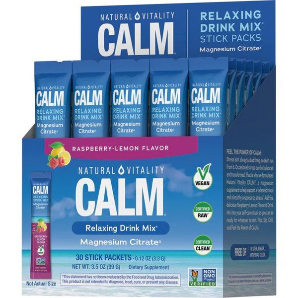 Natural Vitality Calm Raspberry Lemon Stick Pack 30 Ct Box