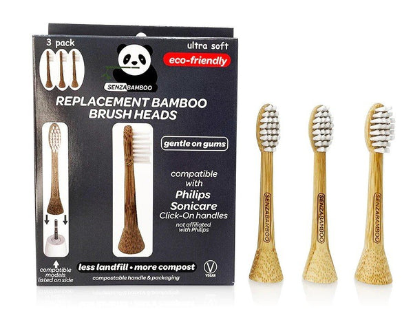 Senzacare Replacement Bamboo Brush Heads 3 ct Pack