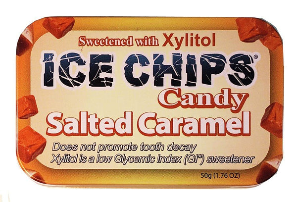 Ice Chips Candy Hand Crafted Candy Tin Salted Caramel 1.76 oz Candy