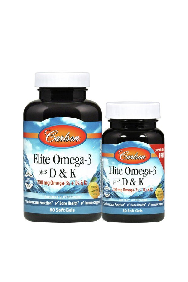 Carlson Laboratories Elite Omega-3 + D3 & K2 60 + 30 Softgel