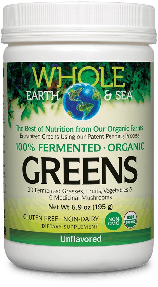 Natural Factors Whole Earth & Sea Fermented Organic Greens - Unflavored 6.9 oz Powder